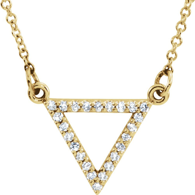 14K Yellow Gold 1/10 CTW Natural Diamond Triangle 16" Necklace