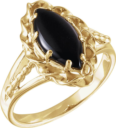 14K Yellow Natural Onyx Rope Ring
