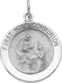 Sterling Silver 18 mm First Communion Medal  