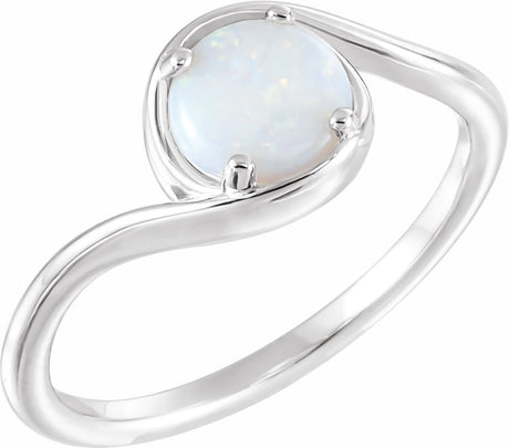 14K White Natural White Opal Bypass Ring