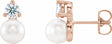 14K Rose Gold Cultured White Freshwater Pearl & 1/2 CTW Natural Diamond Earrings