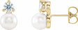 14K Yellow Gold Cultured White Freshwater Pearl & 1/2 CTW Natural Diamond Earrings