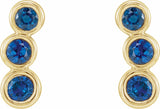 14K Yellow Natural Blue Sapphire Ear Climbers