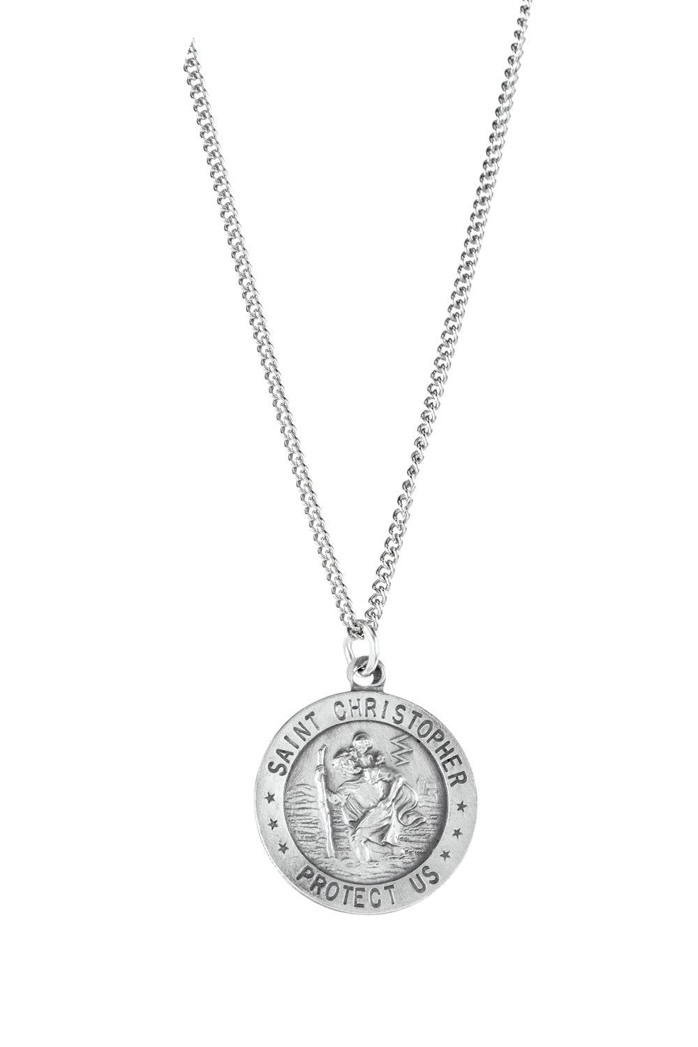 Sterling Silver 22 mm St. Christopher Medal 24” Necklace 