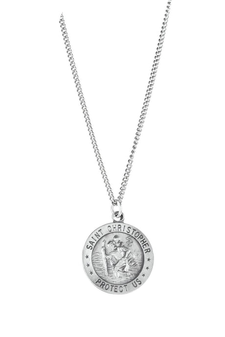 Sterling Silver 22 mm St. Christopher Medal 24” Necklace 