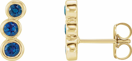 14K Yellow Gold Natural Blue Sapphire Ear Climbers