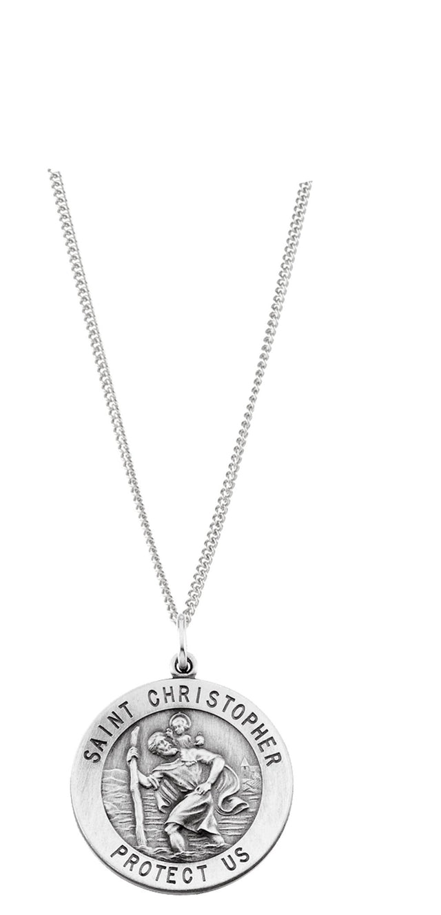Sterling Silver 15 mm St. Christopher Medal 18” Necklace