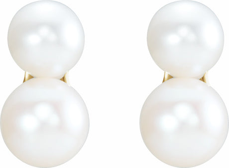 14K Yellow Cultured White Freshwater Pearl Ear Climbers