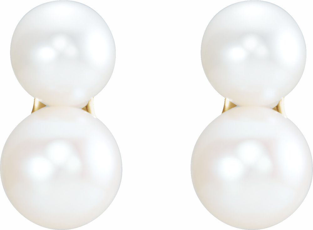 14K Yellow Cultured White Freshwater Pearl Ear Climbers