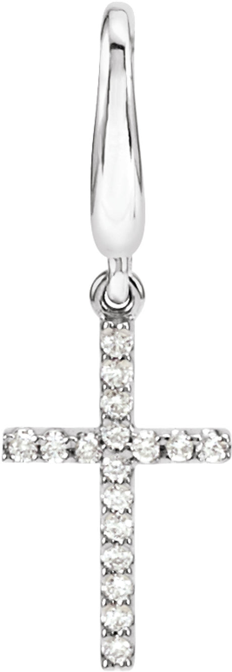 14K White .08 CTW Natural Diamond Cross Charm