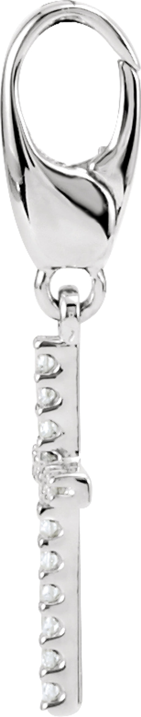 14K White .08 CTW Natural Diamond Cross Charm