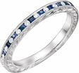 14K White Natural Blue Sapphire & 1/10 CTW Natural Diamond Anniversary Band