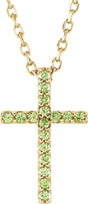 14K Yellow Gold Natural Peridot Petite Cross 16" Necklace