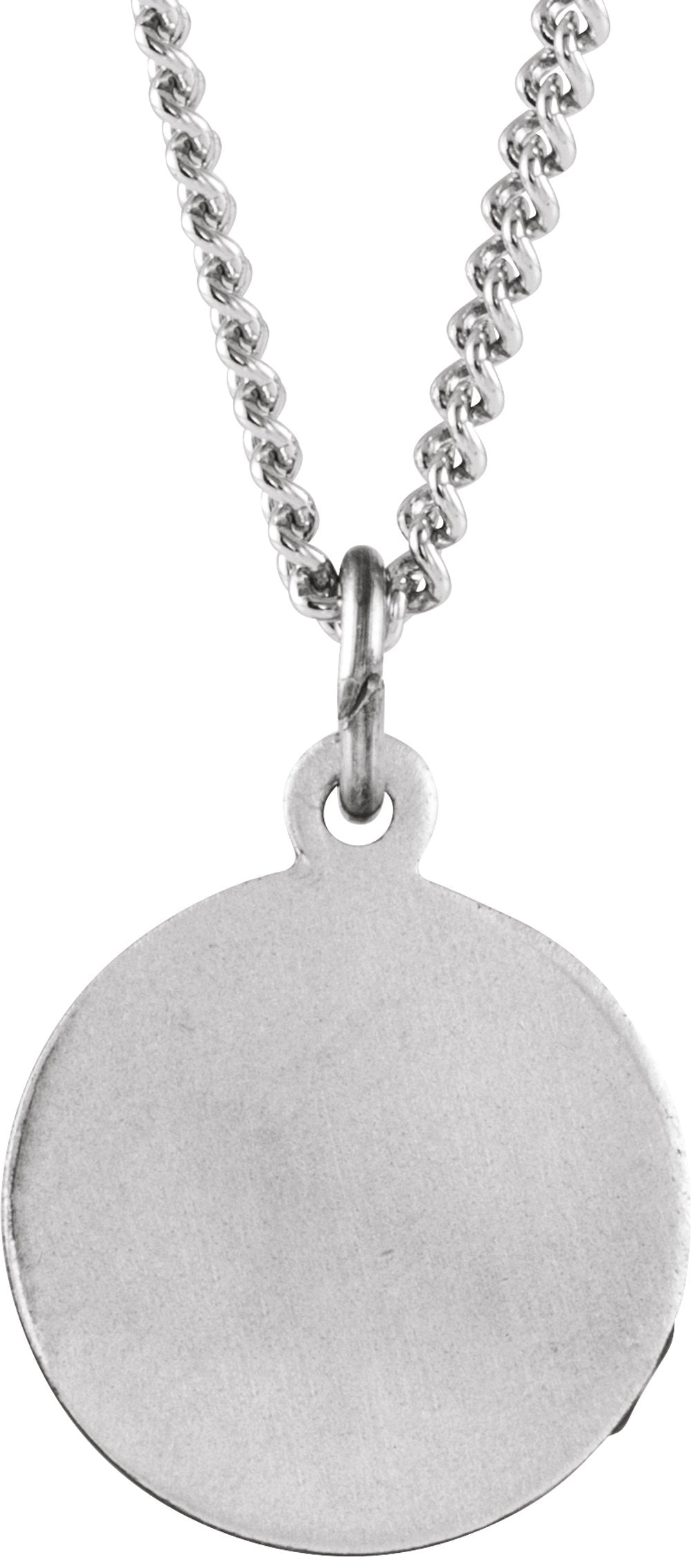 Sterling Silver 12 mm Baptism Medal 18" Necklace