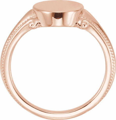 14K Rose Oval Signet Ring