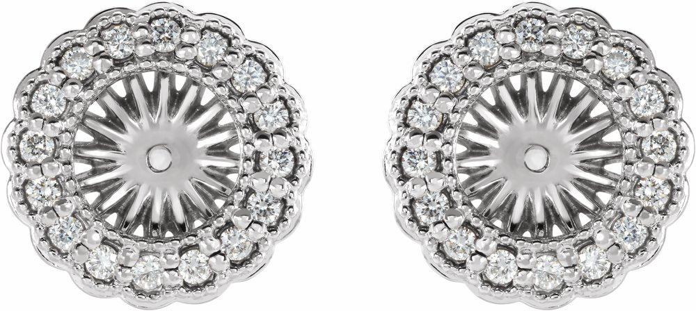 14K White 1/4 CTW Natural Diamond Earring Jackets with 6 mm ID