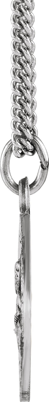 Sterling Silver 15 mm Round St. Peter 18" Necklace