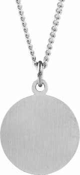 Sterling Silver 22 mm Round St. Peter 24" Necklace