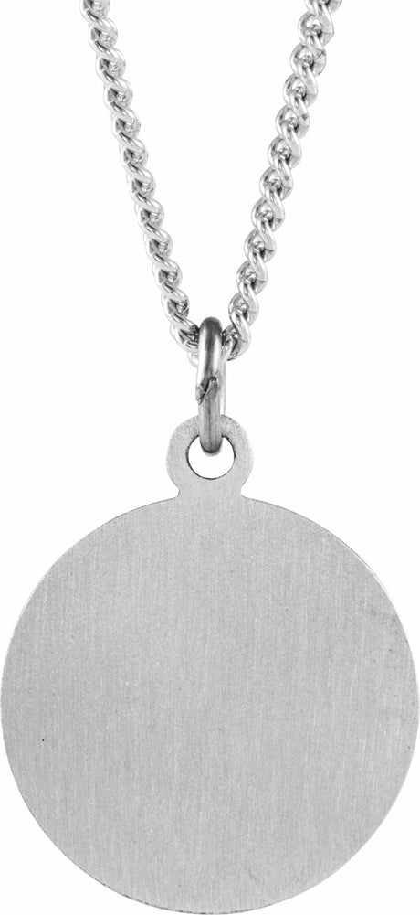 Sterling Silver 15 mm Round St. Peter 18" Necklace
