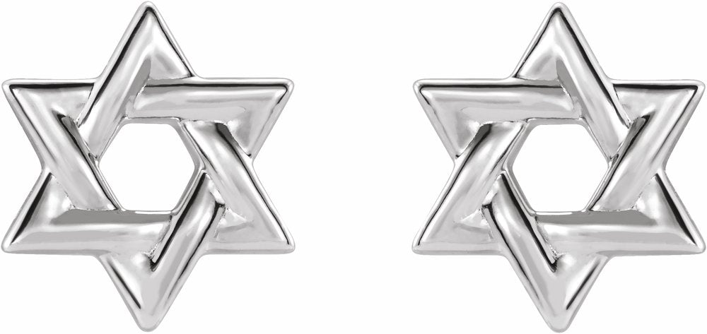 14K White Star of David Earrings