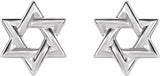 14K White Star of David Earrings