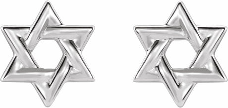 14K White Star of David Earrings