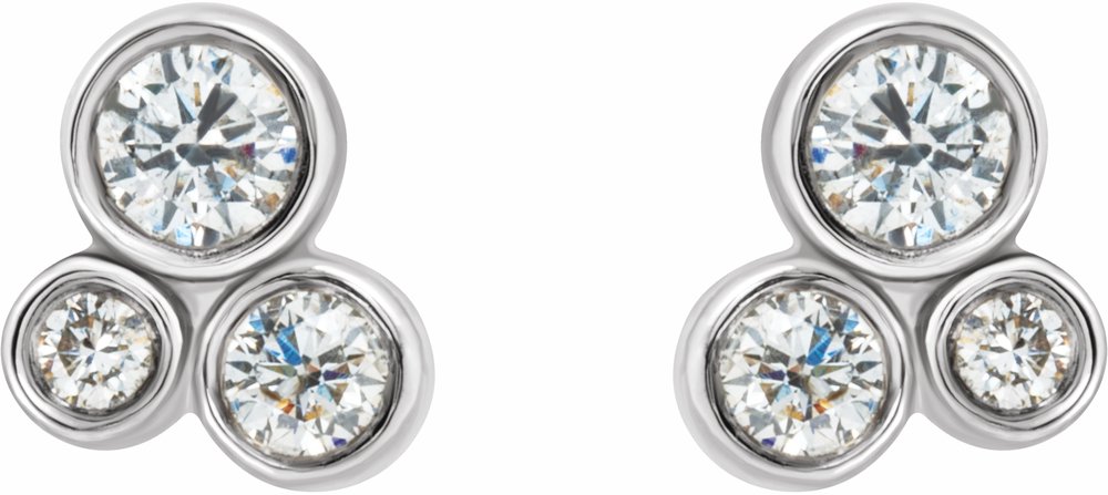 14K White Gold 1/5 CTW Natural Diamond Geometric Cluster Earrings 