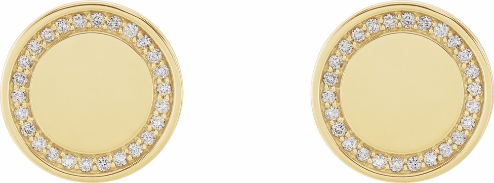 14K Yellow Gold 1/4 CTW Natural Diamond Engravable Earrings  
