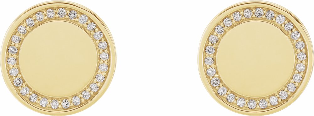 14K Yellow 1/4 CTW Natural Diamond Engravable Earrings