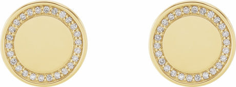 14K Yellow 1/4 CTW Natural Diamond Engravable Earrings