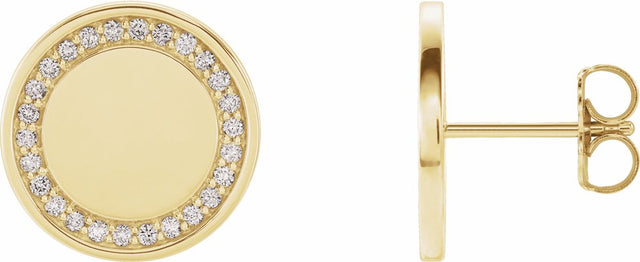 14K Yellow Gold 1/4 CTW Natural Diamond Engravable Earrings  