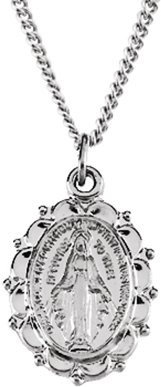 Sterling Silver 13x11 mm Miraculous Medal 18" Necklace  