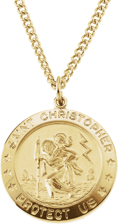 Yellow Gold Filled 25 mm St. Christopher Medal 24" Necklace