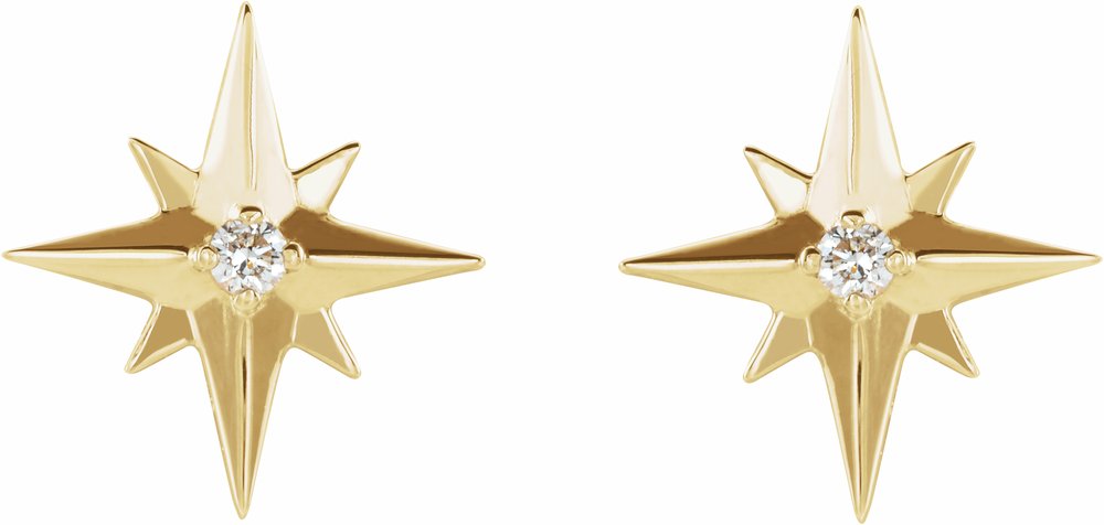 14K Yellow .03 CTW Natural Diamond Star Earrings