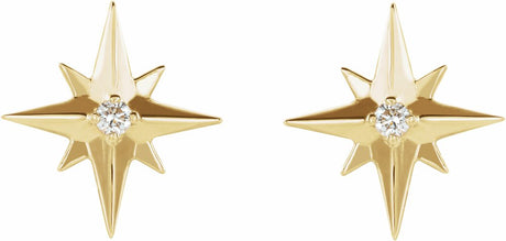 14K Yellow .03 CTW Natural Diamond Star Earrings