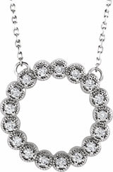 14K White Gold 1/5 CTW Natural Diamond Circle 16-18" Necklace