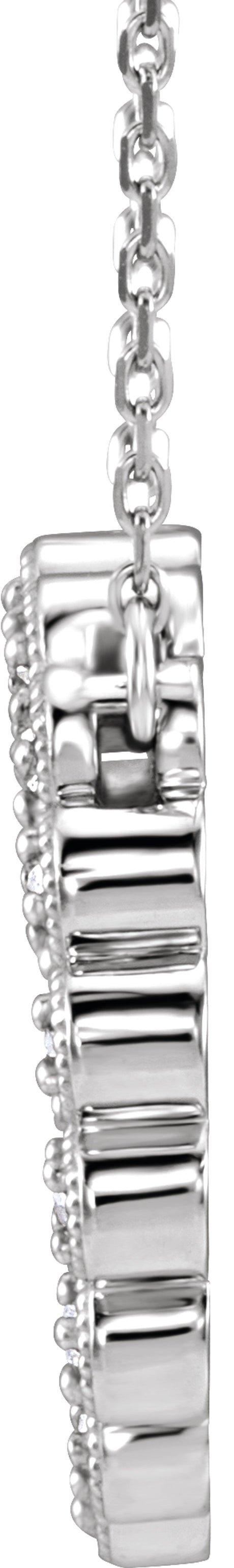 14K White Gold 1/5 CTW Natural Diamond Circle 16-18" Necklace