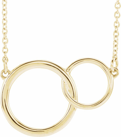 14K Yellow Gold Interlocking Circle 16-18" Necklace