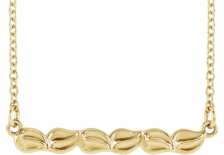 14K Yellow Leaf Bar 16-18" Necklace  