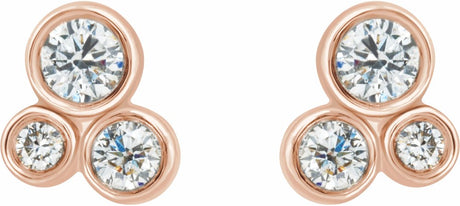 14K Rose Gold 1/5 CTW Natural Diamond Geometric Cluster Earrings 