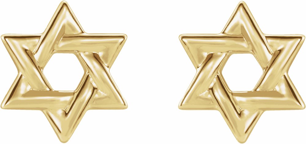 14K Yellow Star of David Earrings