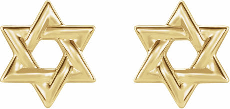 14K Yellow Star of David Earrings