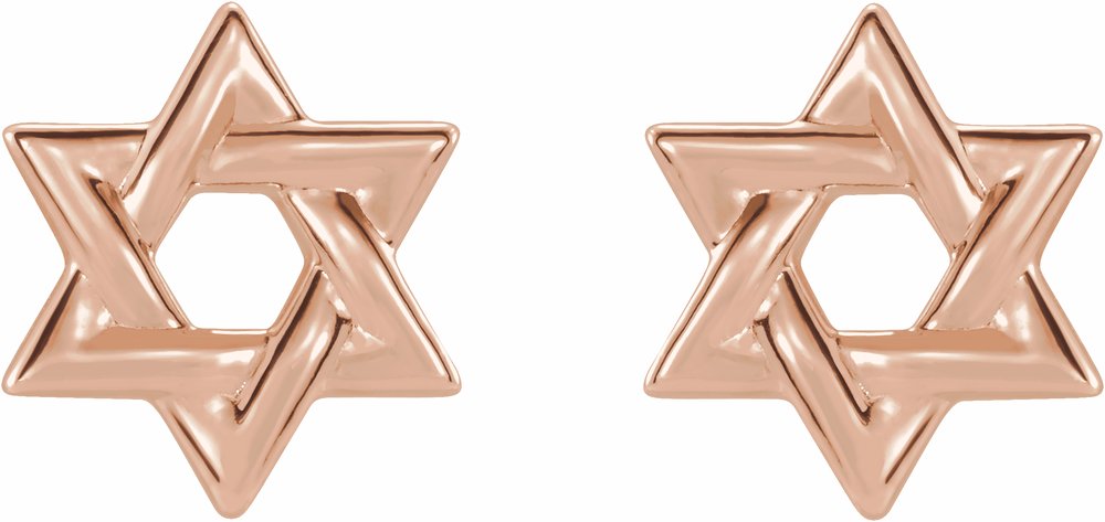 14K Rose Star of David Earrings