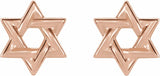 14K Rose Star of David Earrings