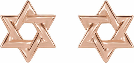 14K Rose Star of David Earrings