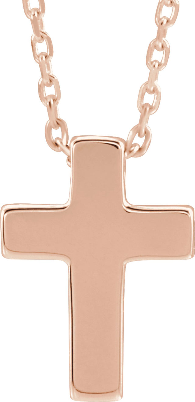 14K Rose Petite Cross 16-18" Necklace  