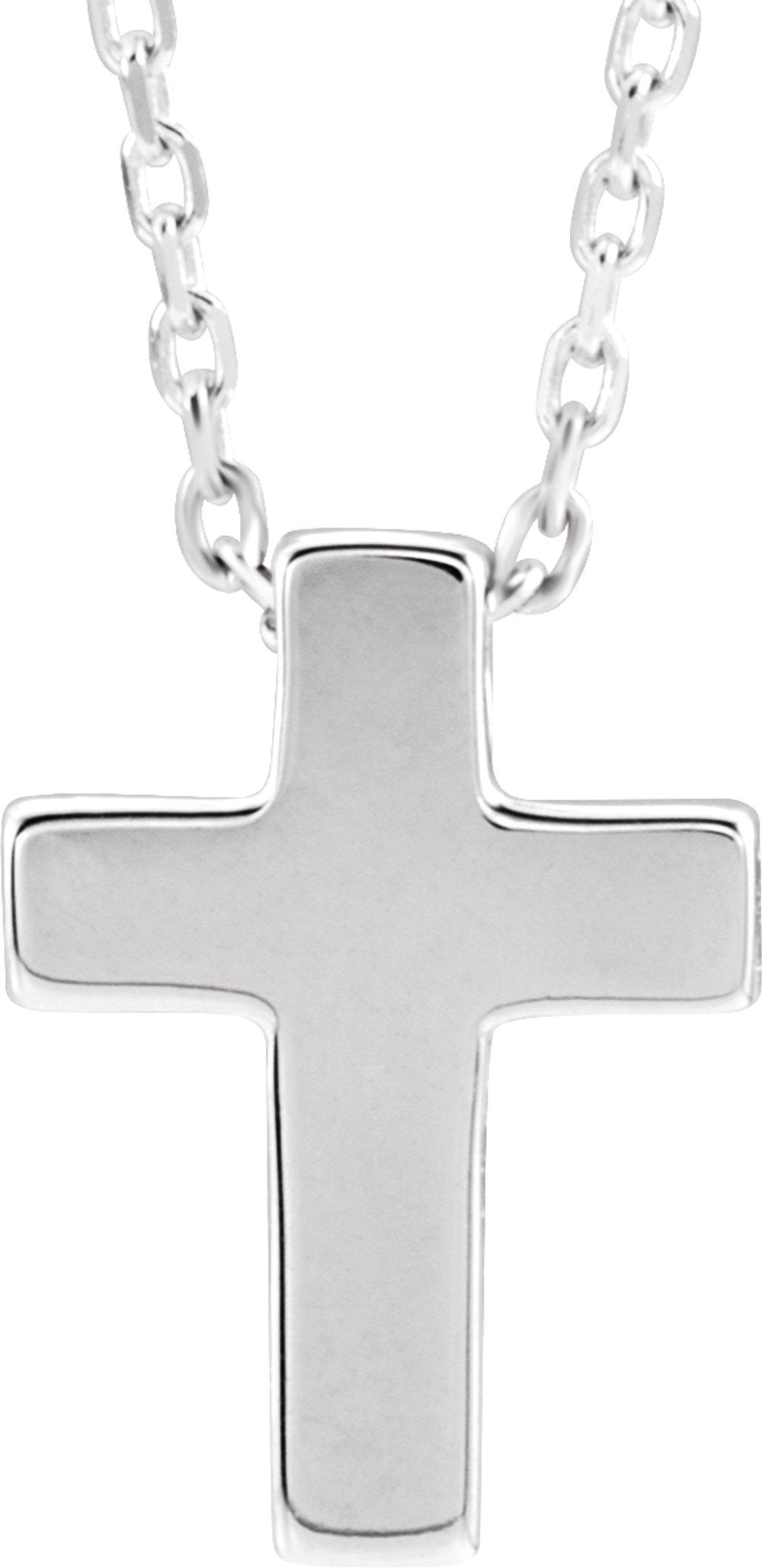 14K White Gold Petite Cross 16-18" Necklace  
