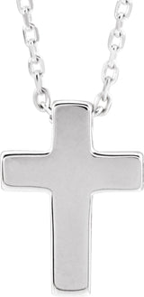 14K White Gold Petite Cross 16-18" Necklace  