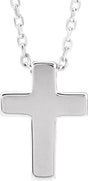 14K White Gold Petite Cross 16-18" Necklace  