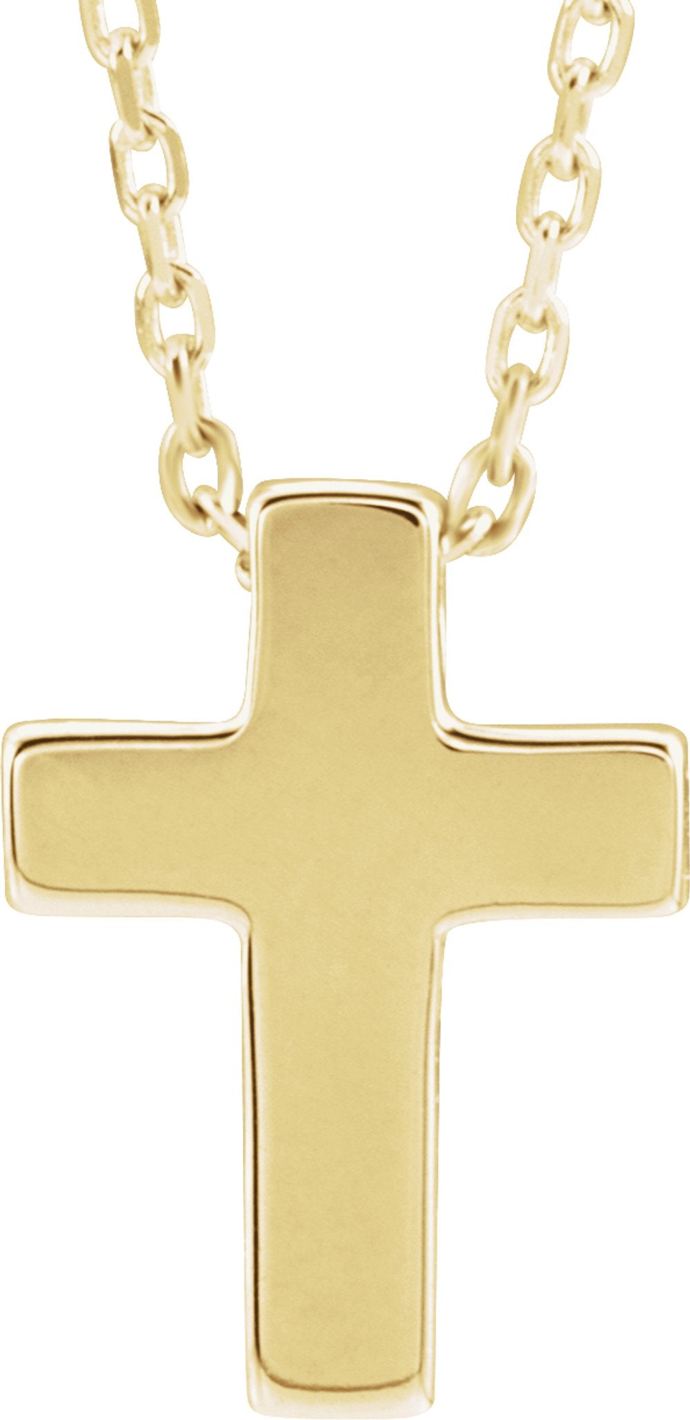14K Yellow Gold Petite Cross 16-18" Necklace  